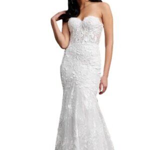 NWT Jovani JB02836 Strapless Bridal Dress Off White Size 10